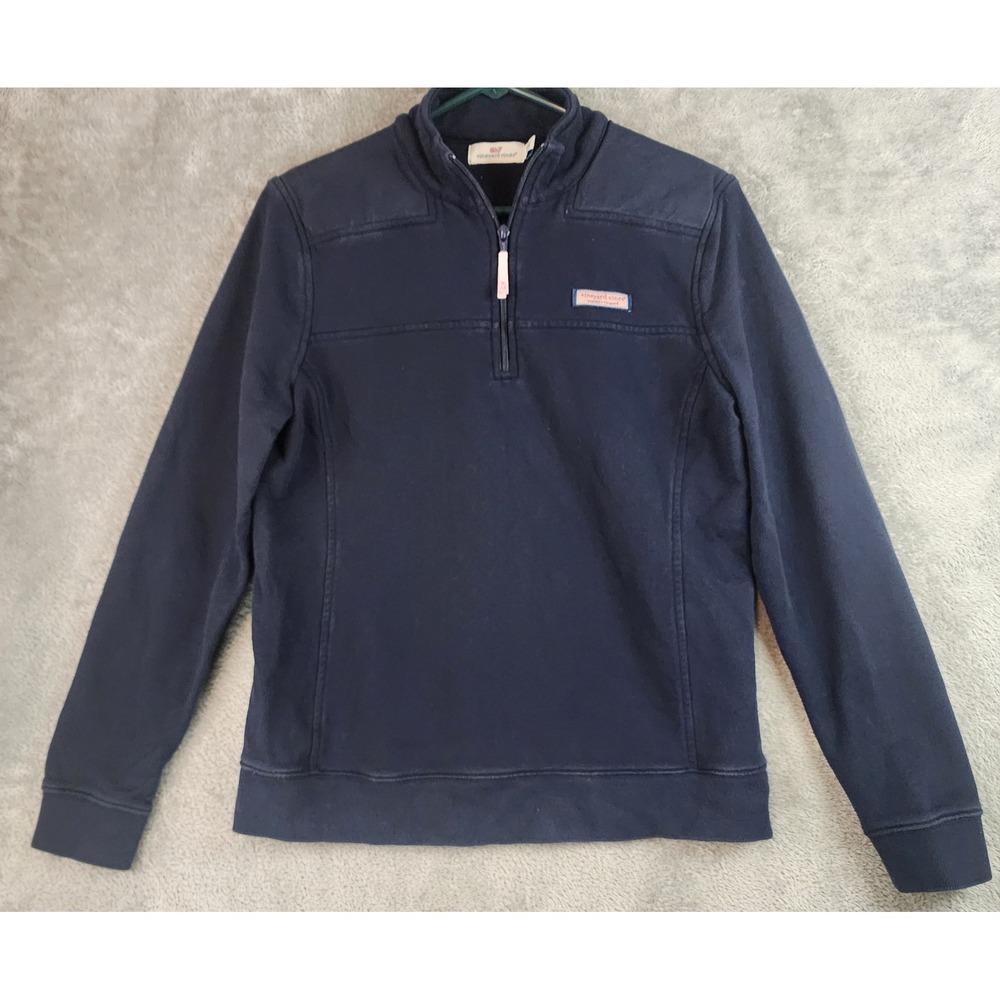 Vineyard Vines SWeatshirt Womens Medium Blue Quarter Zip Pullover Preppy Top‎